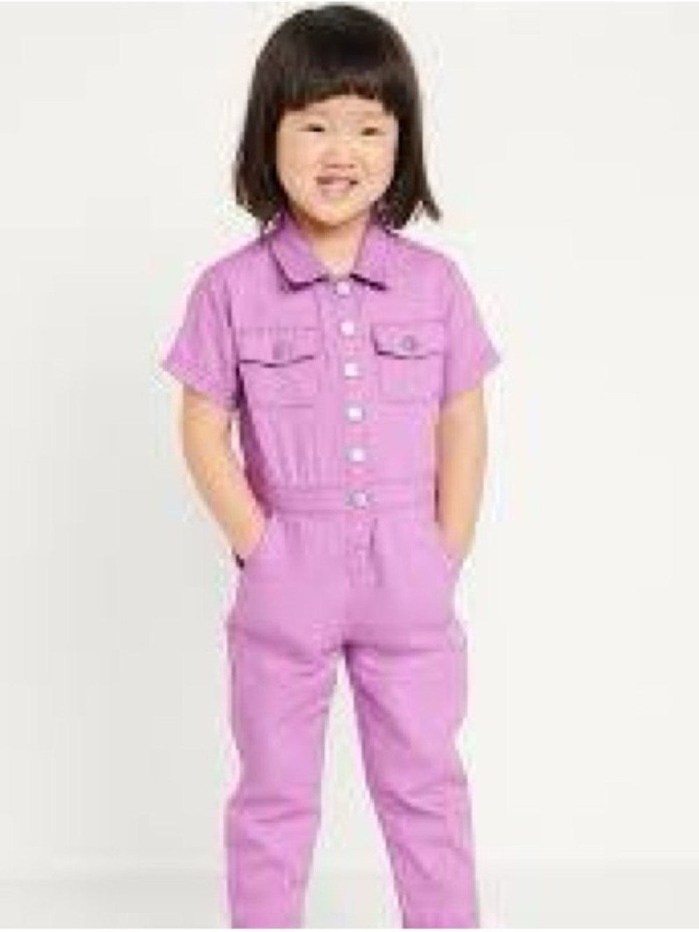 Old Navy Short-Sleeve Utility Pocket Jumpsuit 4T Toddler Girls Lavender Purple